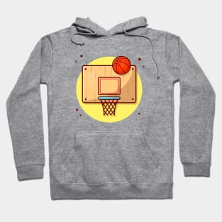 Basket Ball And Ring Cartoon Vector Icon Illustration (2) Hoodie